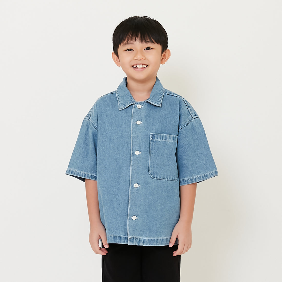 Boy Oversized Denim Shirt - Light Blue - SB2410153A