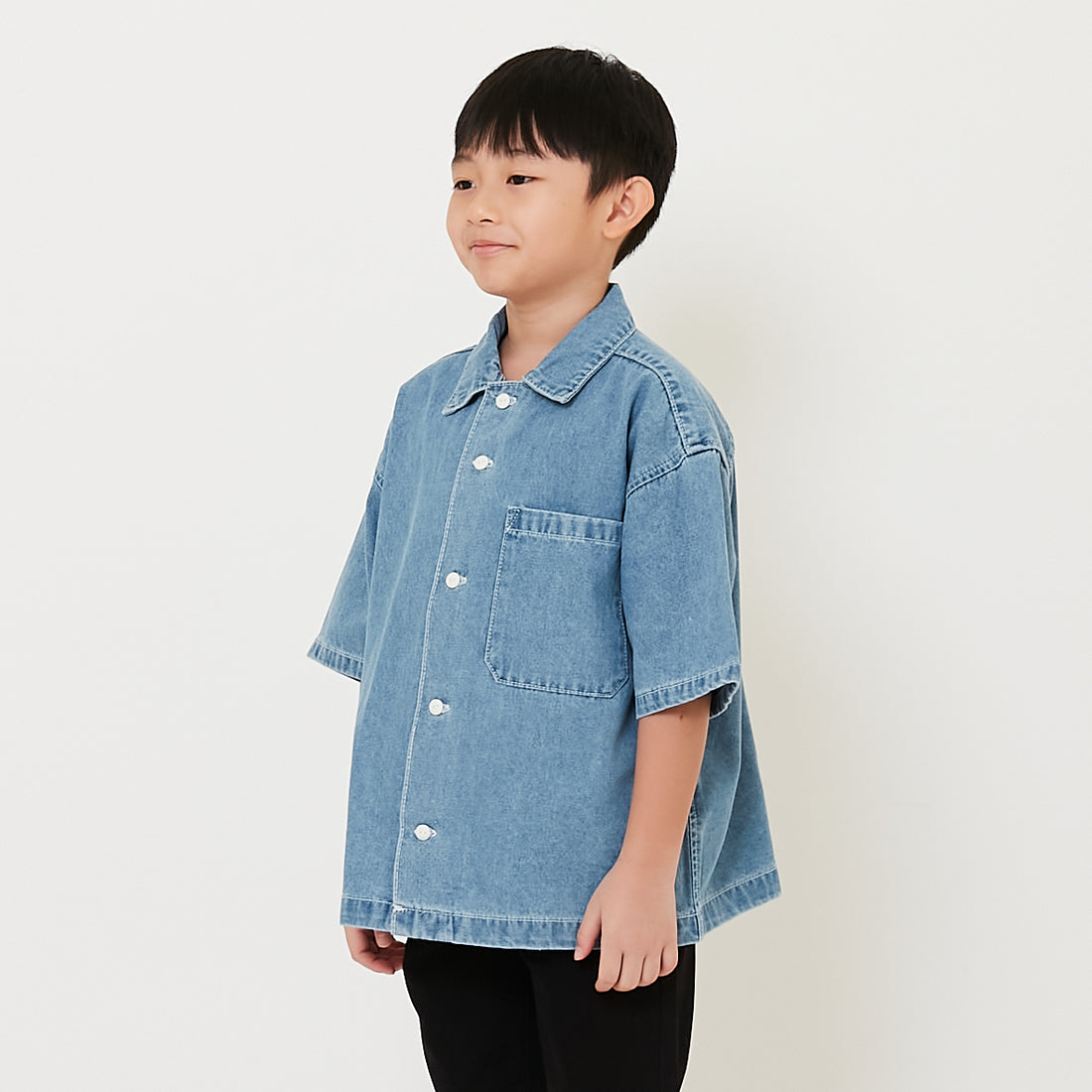 Boy Oversized Denim Shirt - Light Blue - SB2410153A