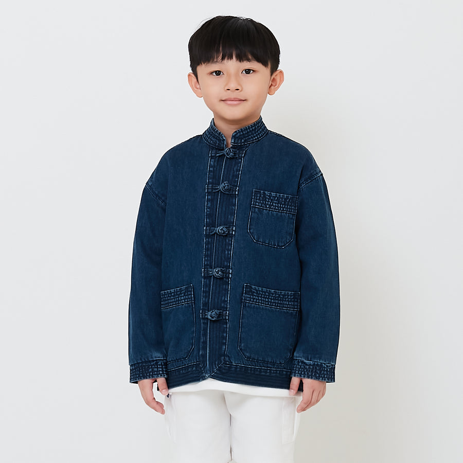 Boy Oversized Denim Tang Suit Jacket - Blue - SB2501016A