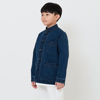 Boy Oversized Denim Tang Suit Jacket - Blue - SB2501016A