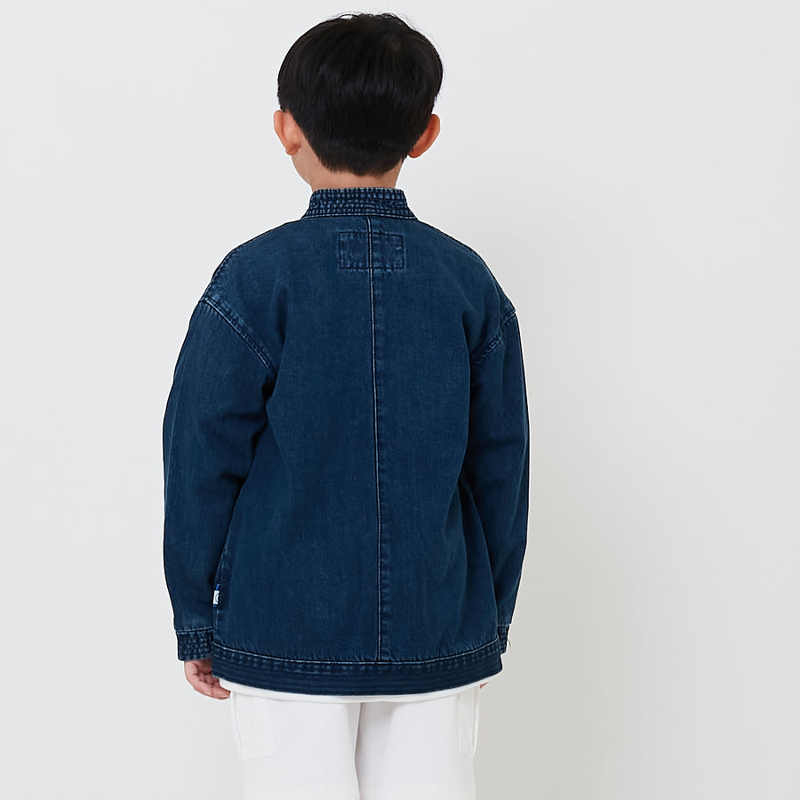 Boy Oversized Denim Tang Suit Jacket - Blue - SB2501016A