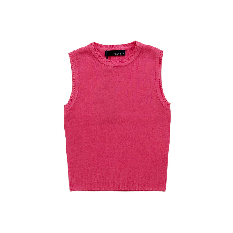 Girl Cropped Knit Top - Fuchsia - SG2307047D