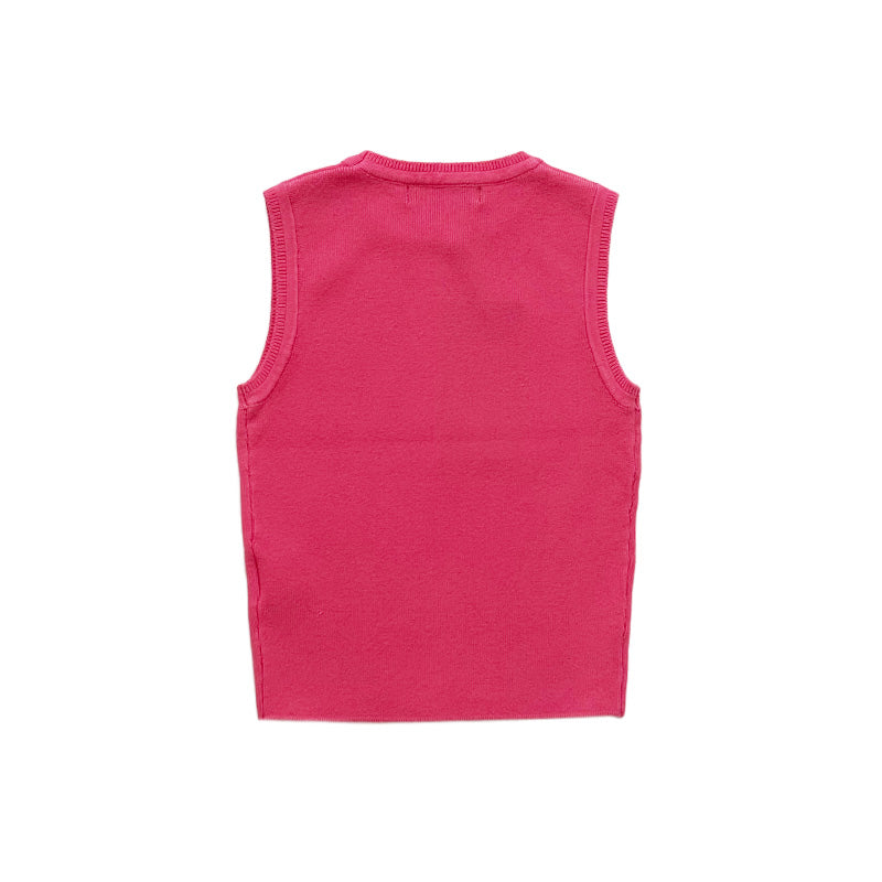 Girl Cropped Knit Top - Fuchsia - SG2307047D