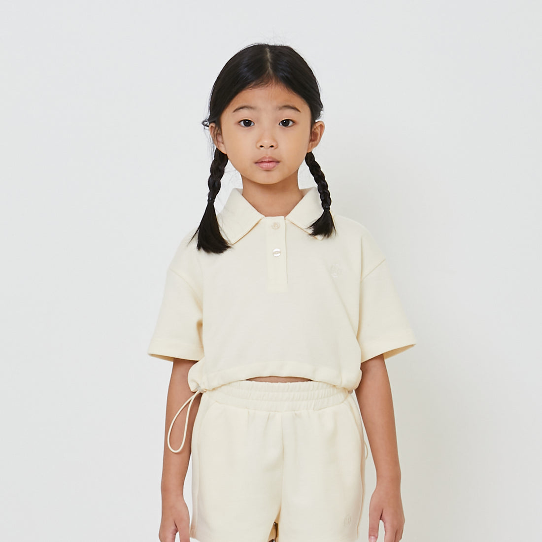 Girl Pique Polo Top - Cream - SG2311091C