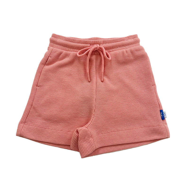 Girl Waffle Knit Shorts - Blush - SG2312104A