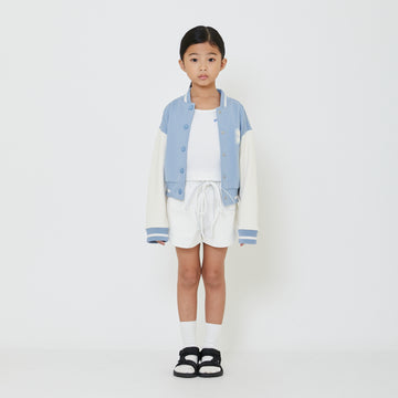 Girl Cropped Varsity Jacket - Light Blue - SG2402030A