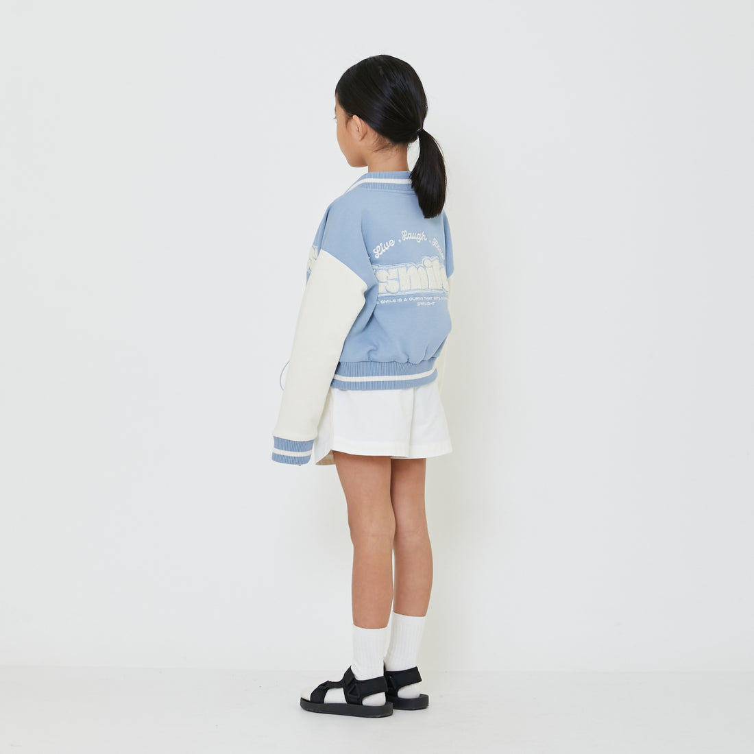 Girl Cropped Varsity Jacket - Light Blue - SG2402030A