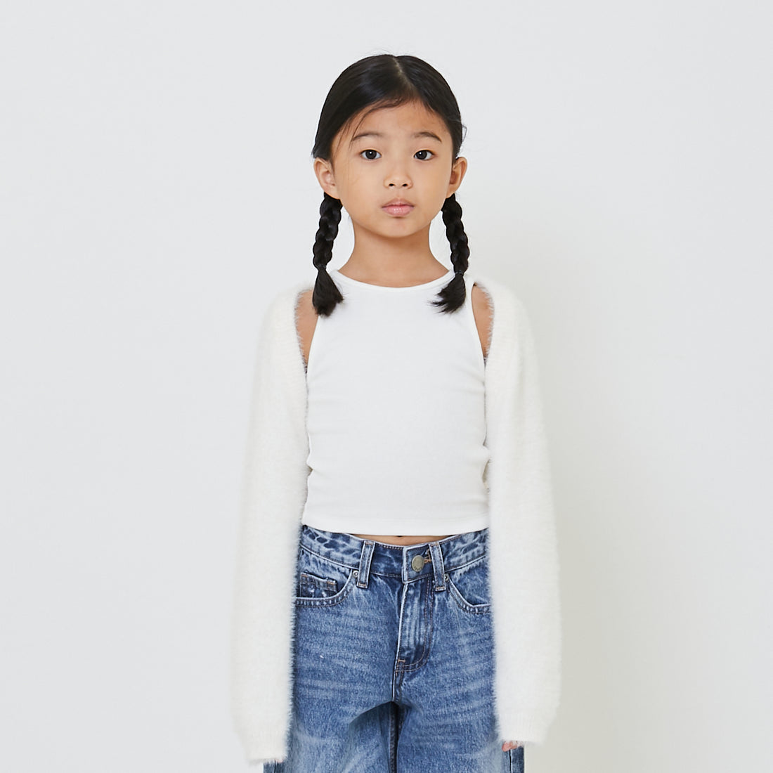 Girl Fluffy Cropped Cardigan - SG2405044