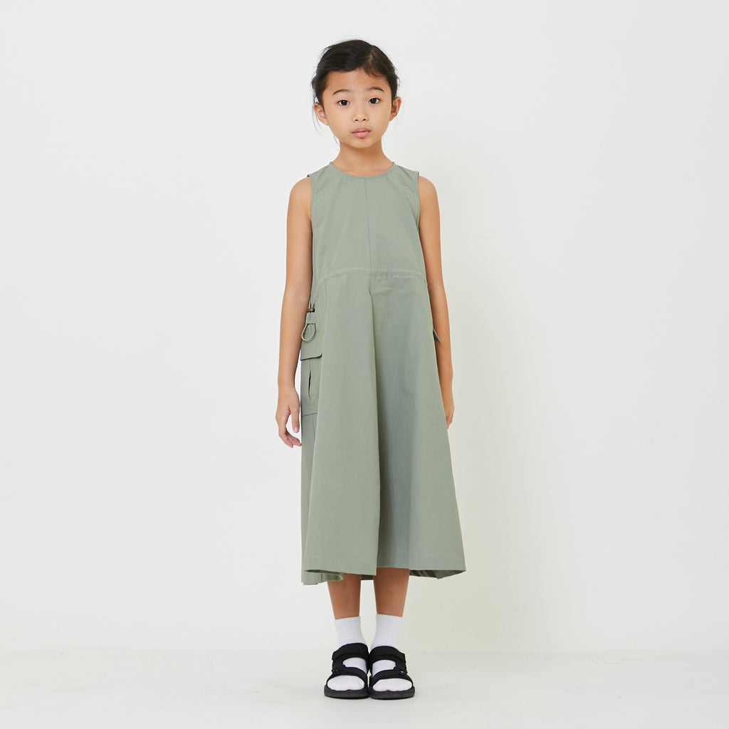 Girl Cargo Dress - Dusty Green - SG2409092A