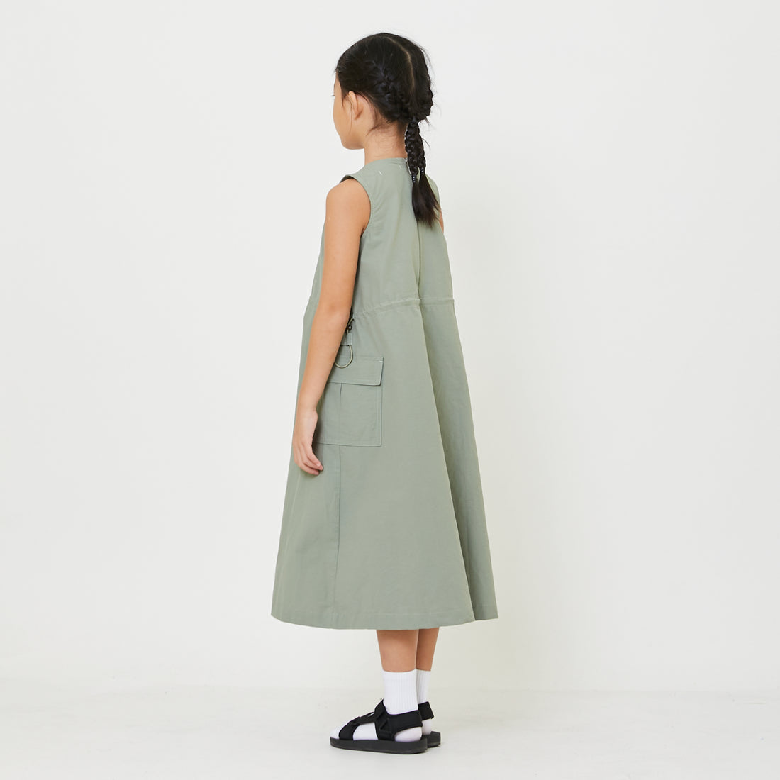 Girl Cargo Dress - Dusty Green - SG2409092A