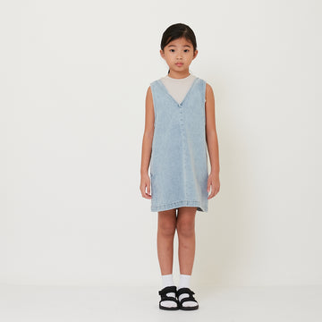 Girl V-Neck Denim Dress - SG2411128