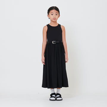 Girl Combined Maxi Dress - Black - SG2412148A