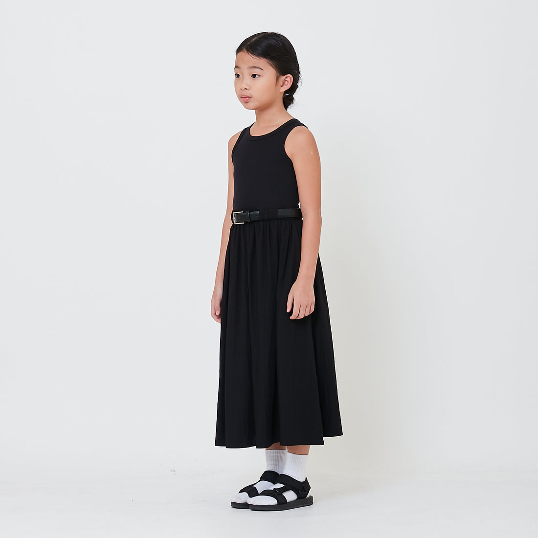 Girl Combined Maxi Dress - Black - SG2412148A