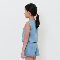 Girl Denim Cropped Top - Light Blue - SG2502027A