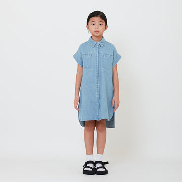 Girl Denim Short Dress - Light Blue - SG2502030A