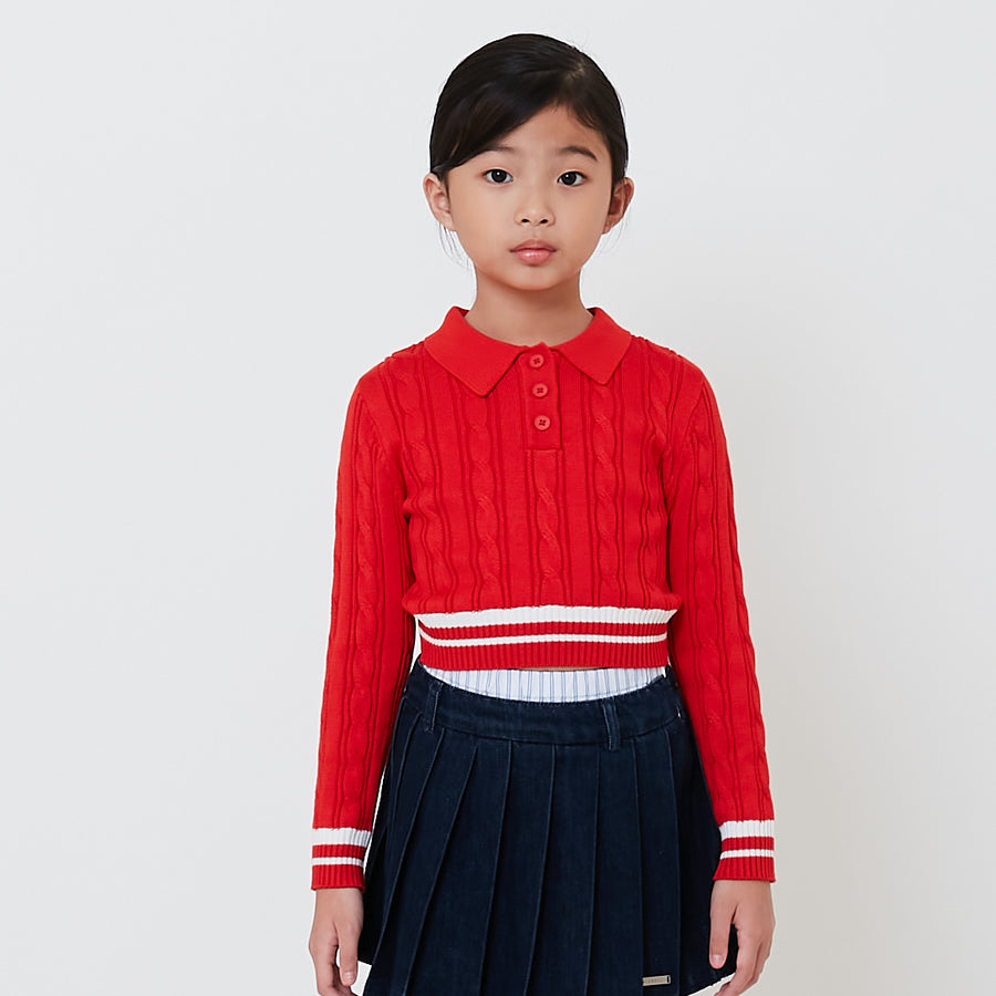 Girl Cable Knit Polo - SG2503035