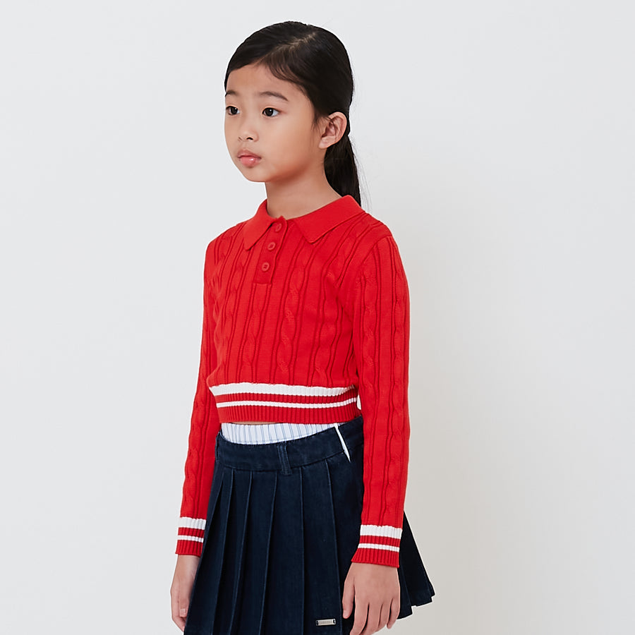 Girl Cable Knit Polo - SG2503035