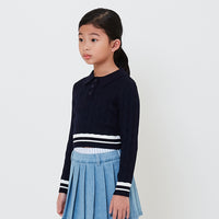 Girl Cable Knit Polo - SG2503035