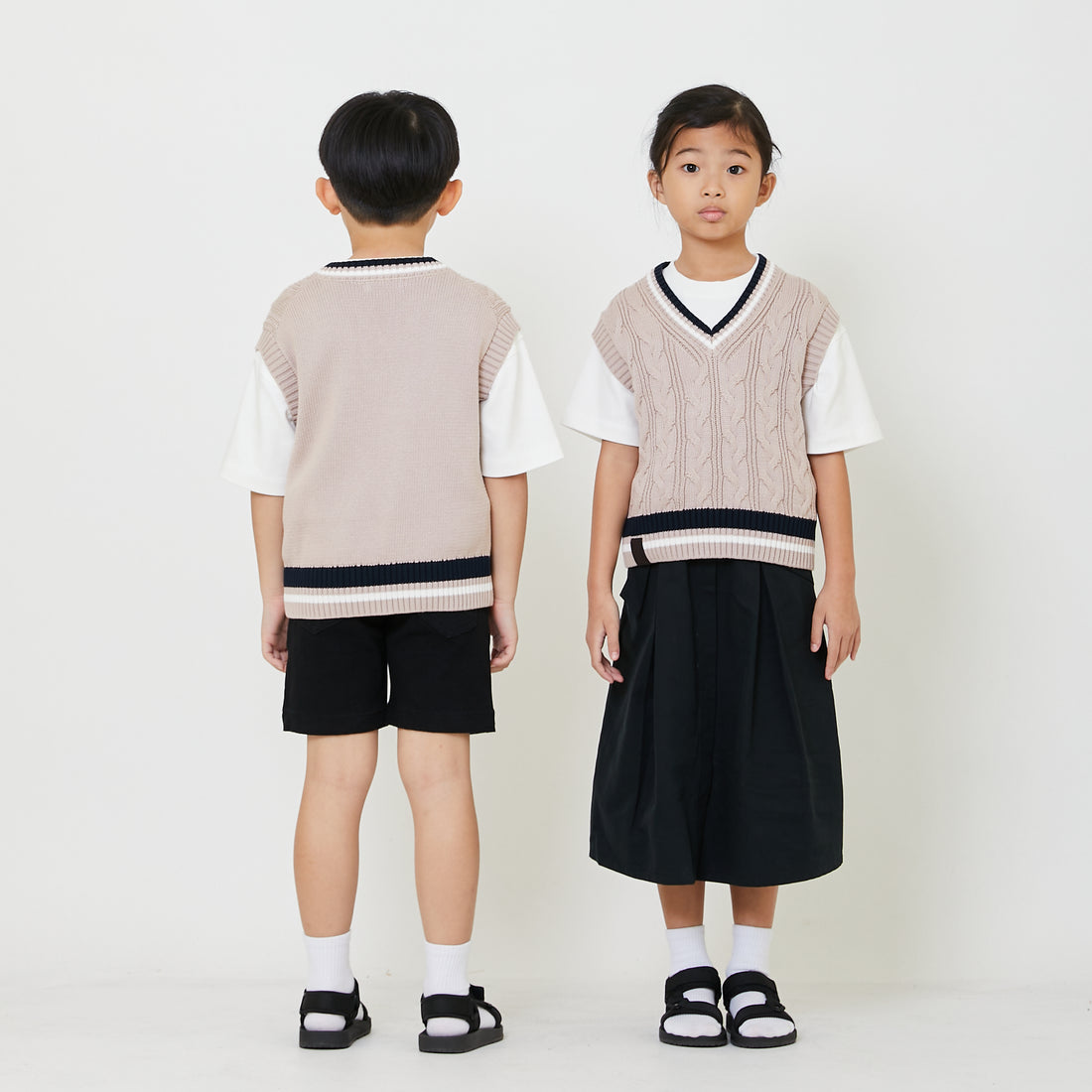 Kids Genderless Cable Knit Vest - Dusty Pink - SK2408002A