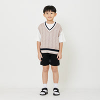 Kids Genderless Cable Knit Vest - Dusty Pink - SK2408002A