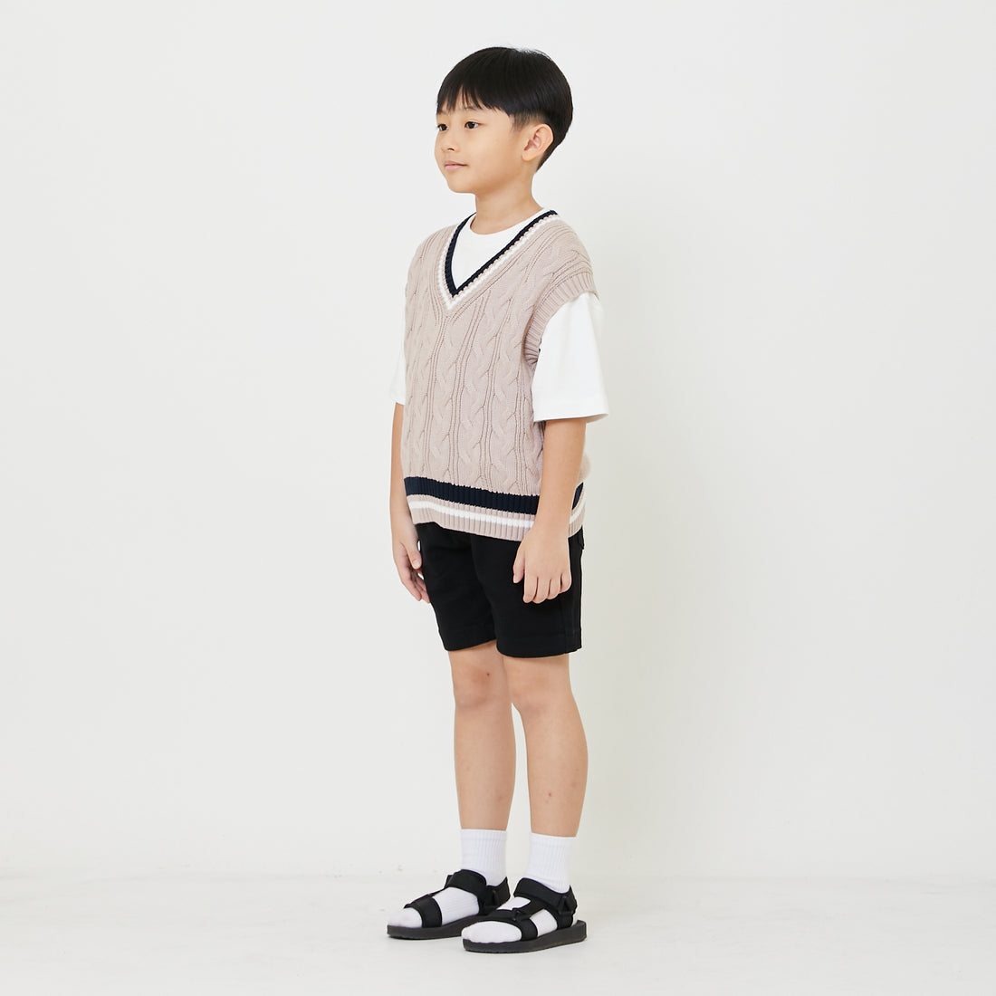 Kids Genderless Cable Knit Vest - Dusty Pink - SK2408002A