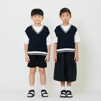 Kids Genderless Cable Knit Vest - Navy - SK2408002B