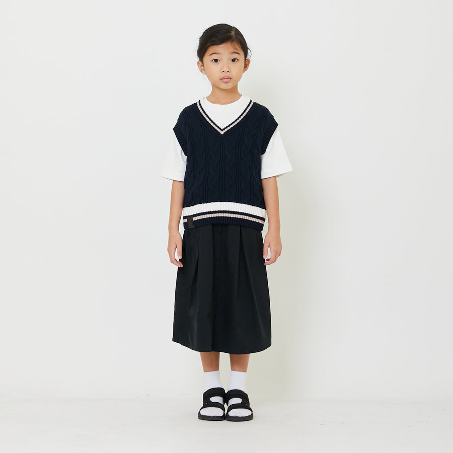 Kids Genderless Cable Knit Vest - Navy - SK2408002B