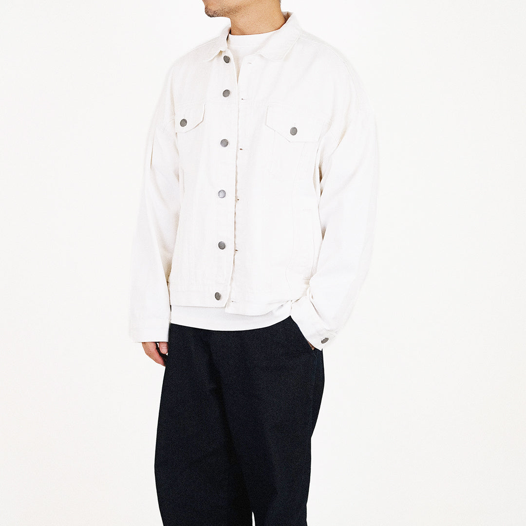 Men Oversized Twill Jacket - Off White - SM2307097A