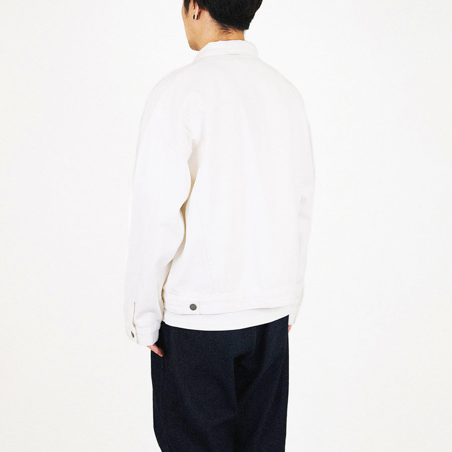 Men Oversized Twill Jacket - Off White - SM2307097A