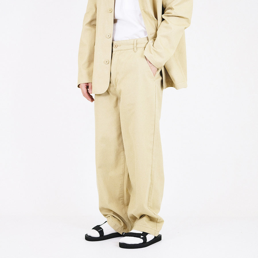 Men Wide Leg Cropped Pants - Khaki - SM2308123A