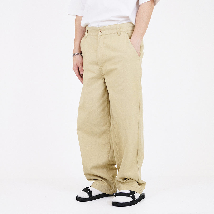 Men Wide Leg Cropped Pants - Khaki - SM2308123A