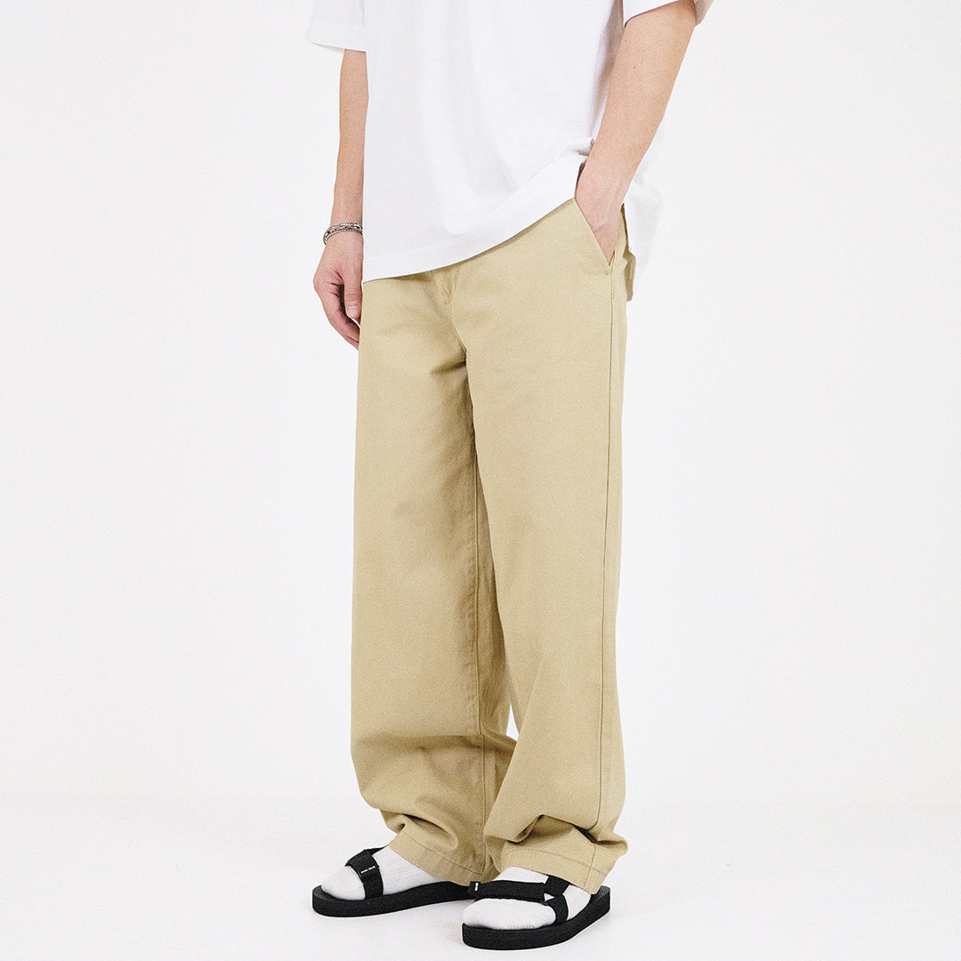 Men Wide Leg Cropped Pants - Khaki - SM2308123A