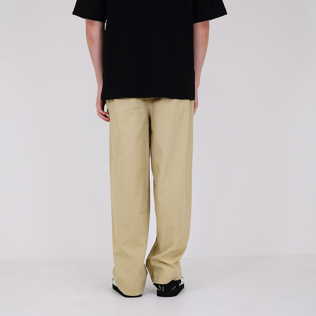 Men Wide Leg Cropped Pants - Khaki - SM2308123A