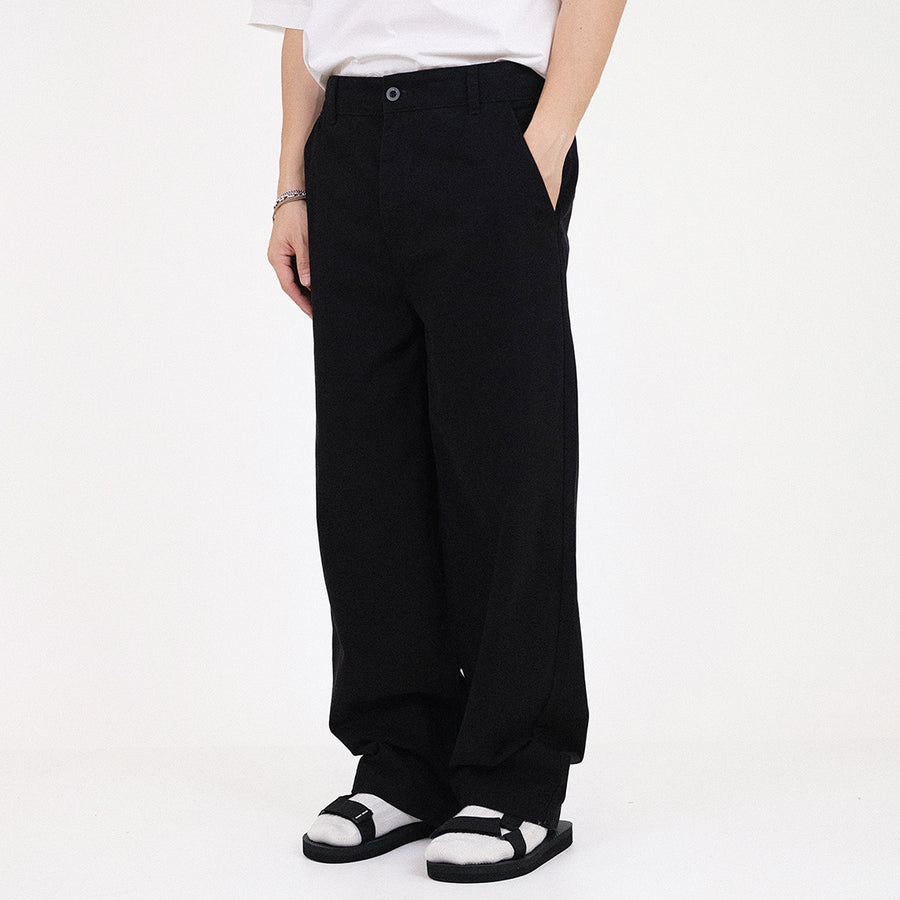 Men Wide Leg Cropped Pants - Black - SM2308123C