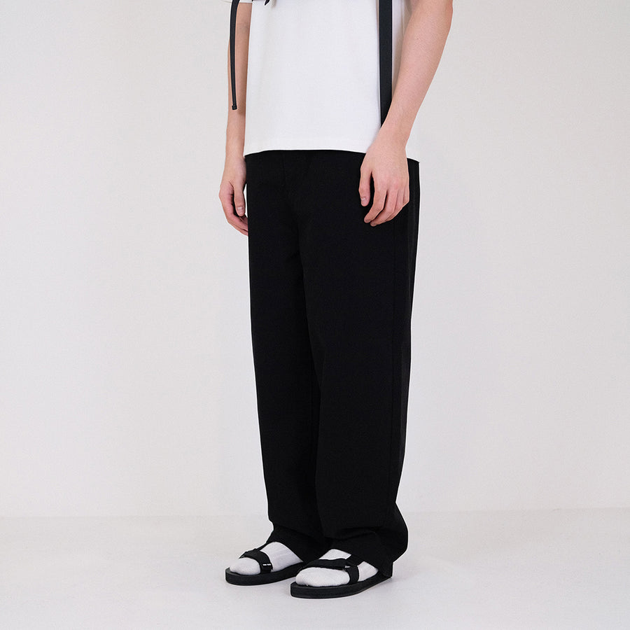 Men Wide Leg Cropped Pants - Black - SM2308123C