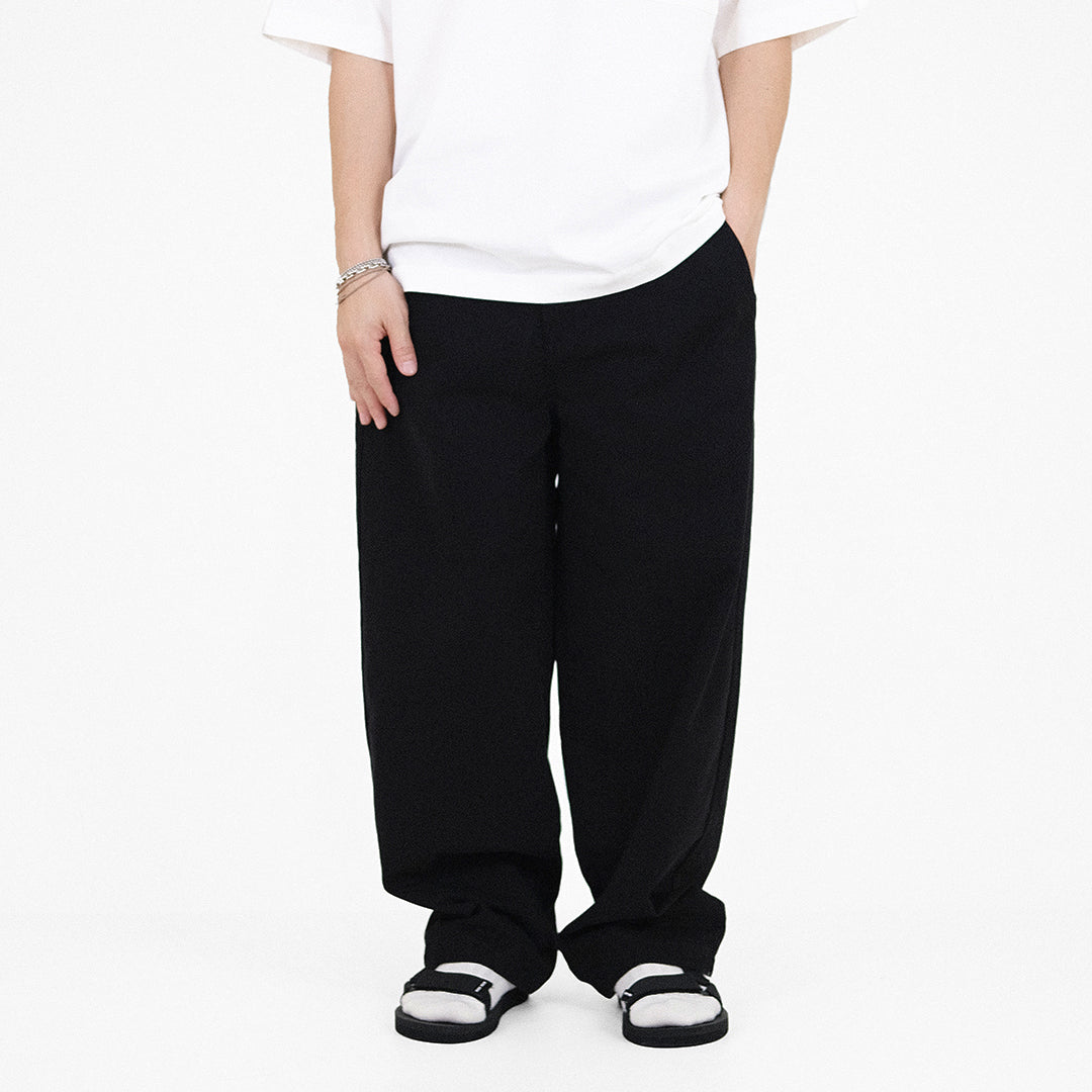 Men Wide Leg Cropped Pants - Black - SM2308123C