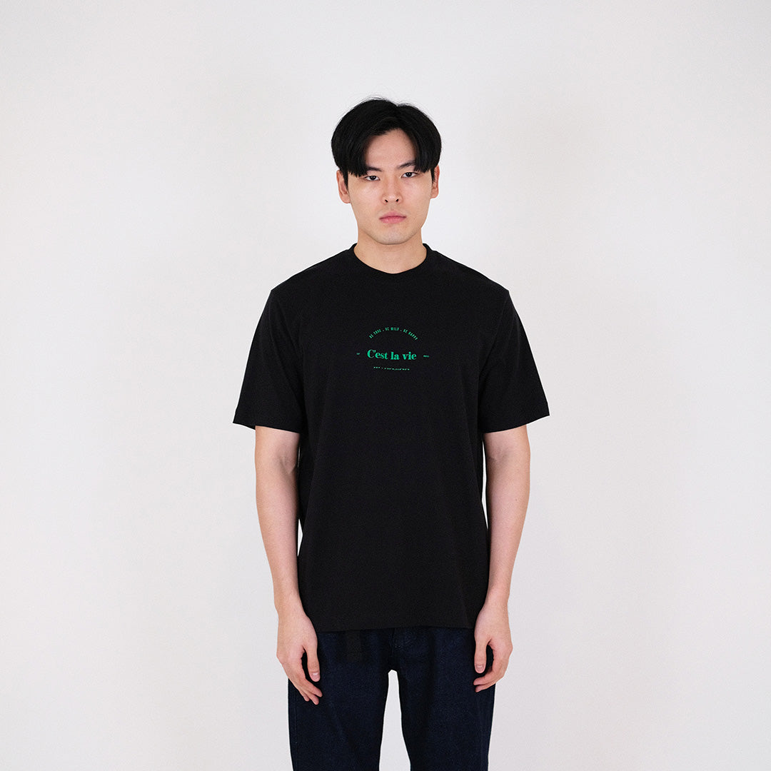 Men Graphic Tee - Black - SM2309107D