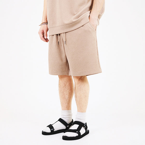 Men Waffle Knit Shorts - Khaki - SM2309131B