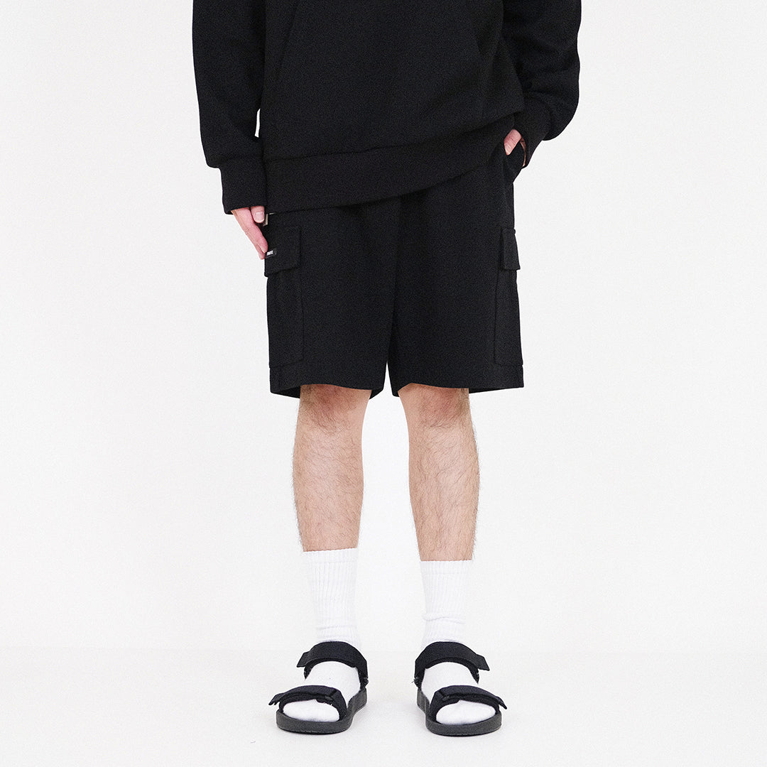 Men Cargo Sweat-Shorts - Black - SM2310147E