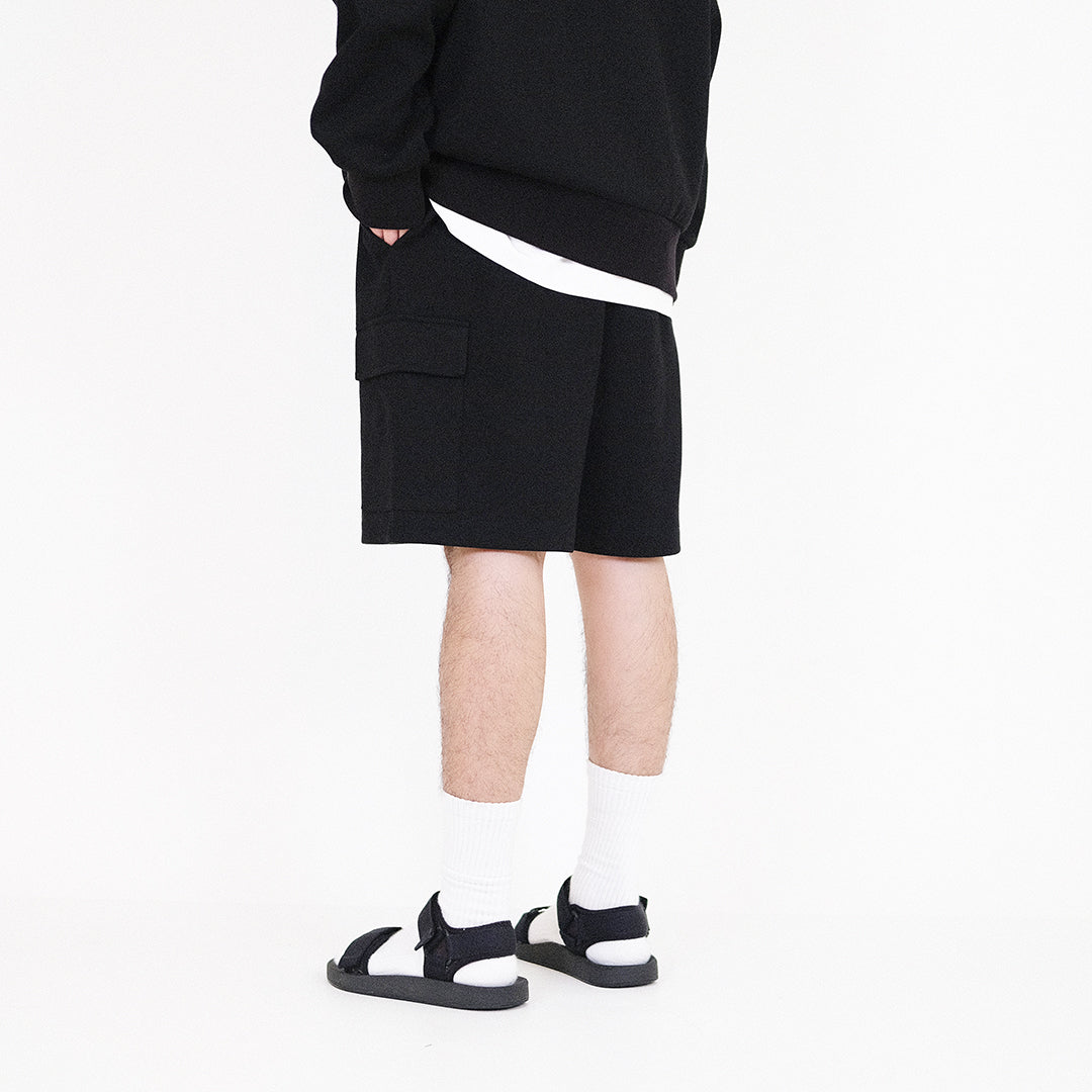 Men Cargo Sweat-Shorts - Black - SM2310147E