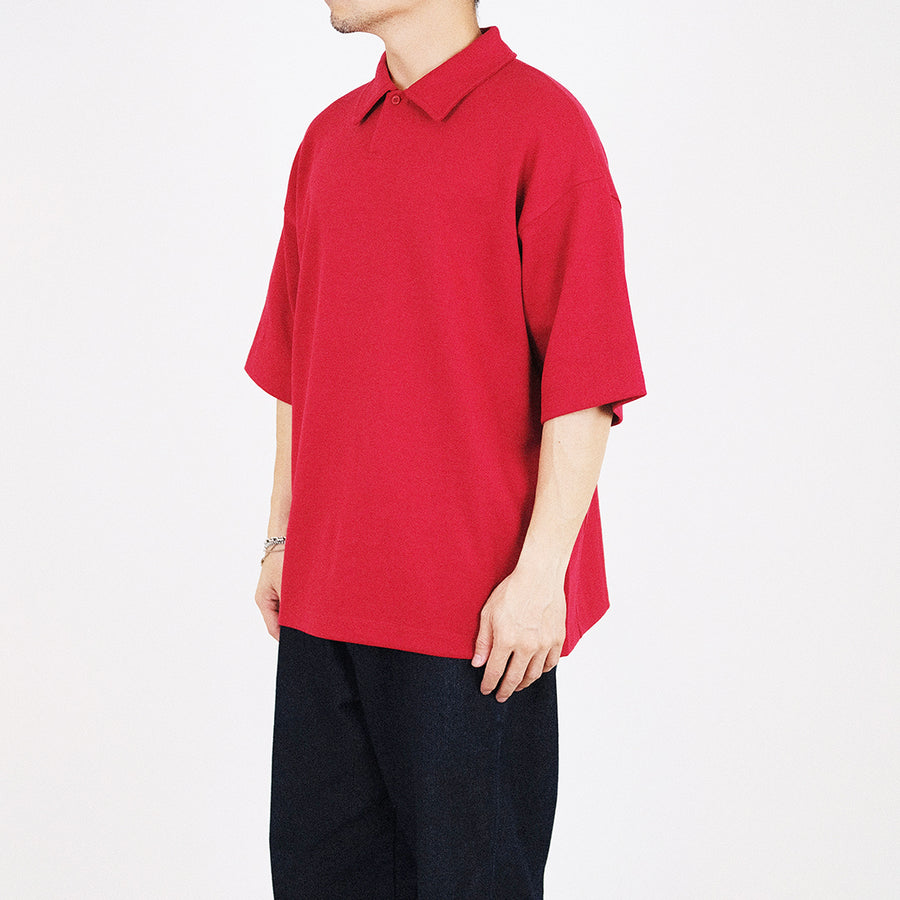 Mens Oversized Polo Tee - Dark Red - SM2312196B