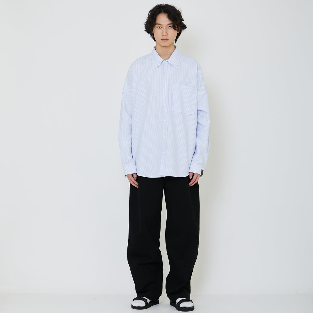 Men Oversized Shirt - Light Blue - SM2401013B