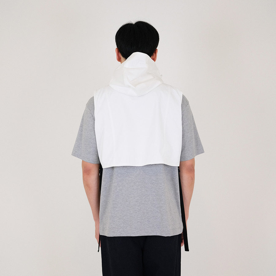 Men Hooded Vest Top - Off White - SM2401016A