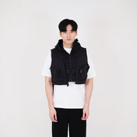 Men Hooded Vest Top - Black - SM2401016C