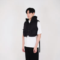 Men Hooded Vest Top - Black - SM2401016C