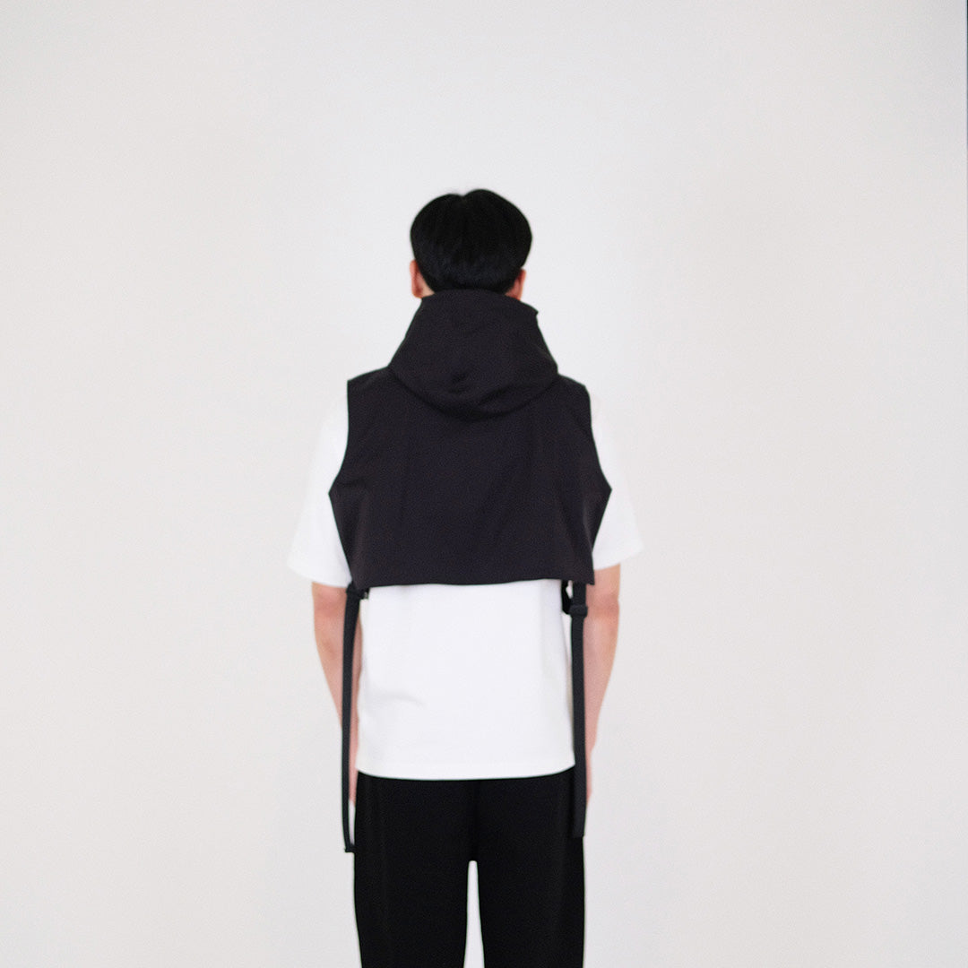 Men Hooded Vest Top - Black - SM2401016C