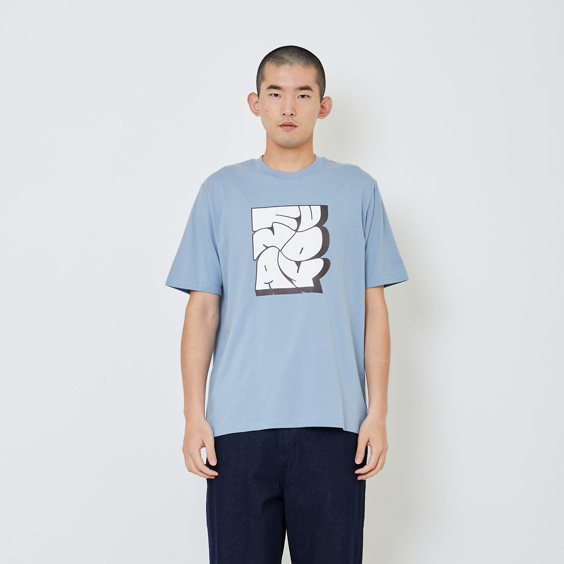 Men Graphic Tee - Dusty Blue - SM2401066C