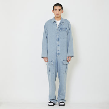 Men Denim Dungaree - Light Blue - SM2403057A