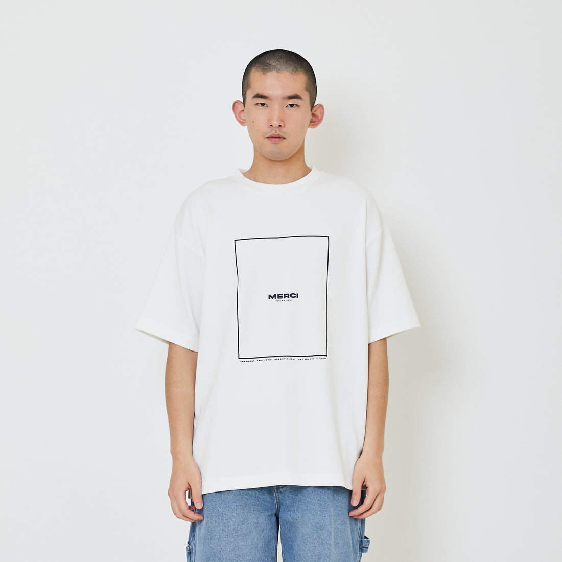 Men Oversized Pique Top - Off White - SM2403064A