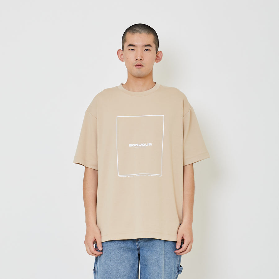 Men Oversized Pique Top - Beige - SM2403064C